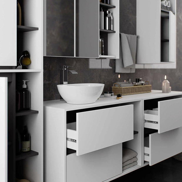 Dulap de baie Vambos W50 2D 6P (alb + grafit)