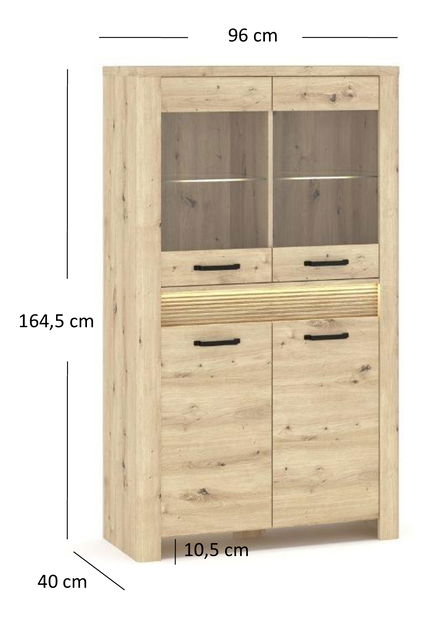 Vitrină Mindi (Stejar artisan)