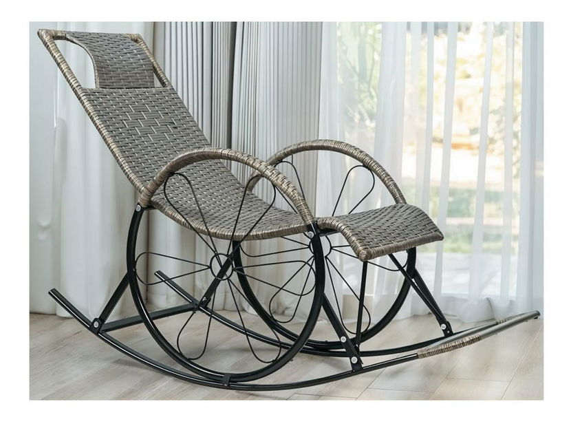 Fotoliu balansoar Rokefeler (ratan + gri)