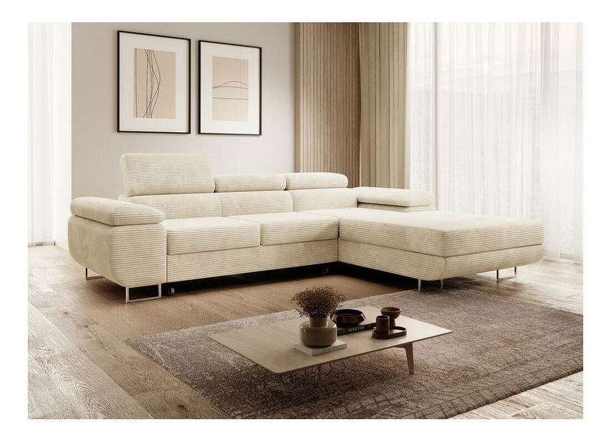 Sarokkanapé Grande (J) (világos bézs + króm)