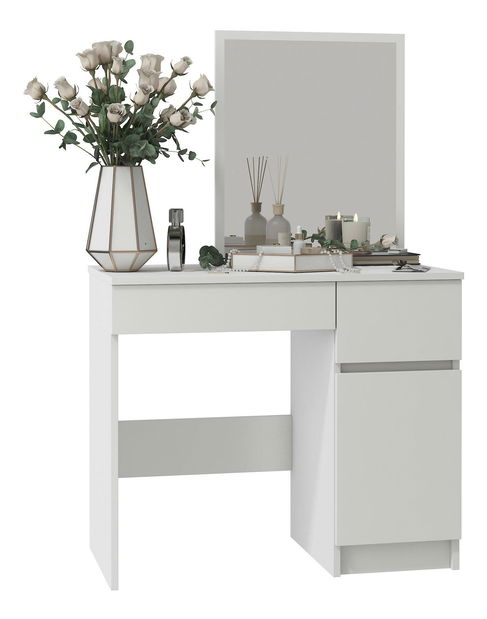 Toaletný stolík Parijat (biela) (so zrkadlom) (P)