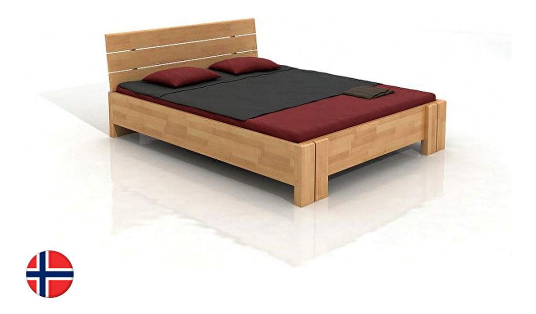 Manželská posteľ 180 cm Naturlig Tosen Long High (buk) (s roštom)