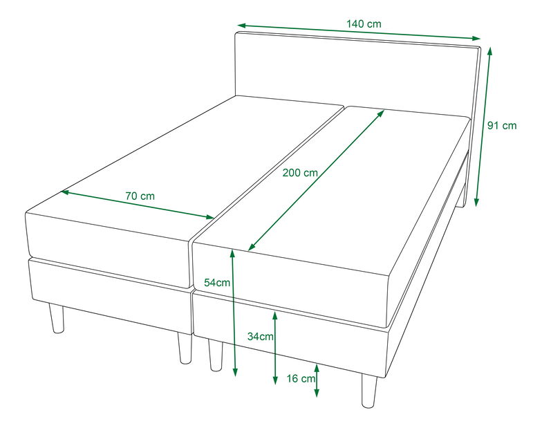 Manželská posteľ Boxspring 140 cm Rita (tmavosivá) (s matracom, bez úložného priestoru)