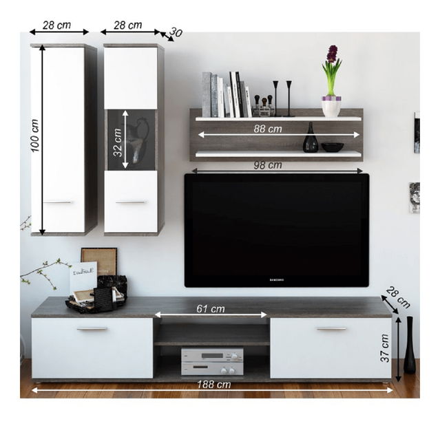 Obývacia stena Waldron (dub truflový + biela)