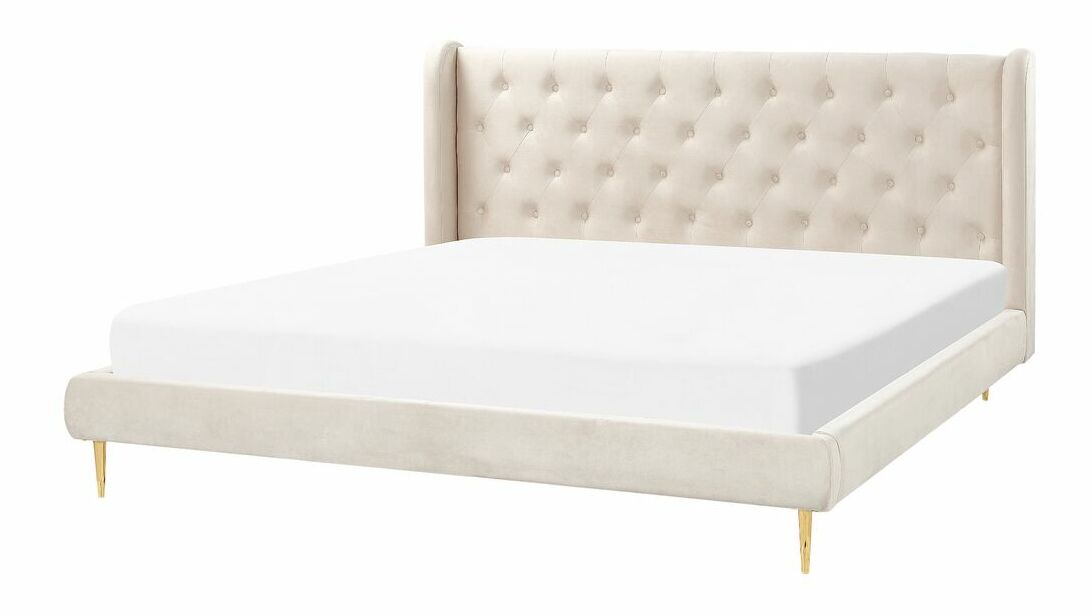 Manželská posteľ 180 cm Flora (béžová) (s roštom)