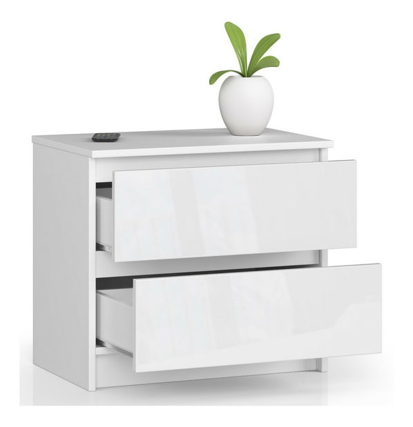Nočný stolík Kalista (biely lesk)