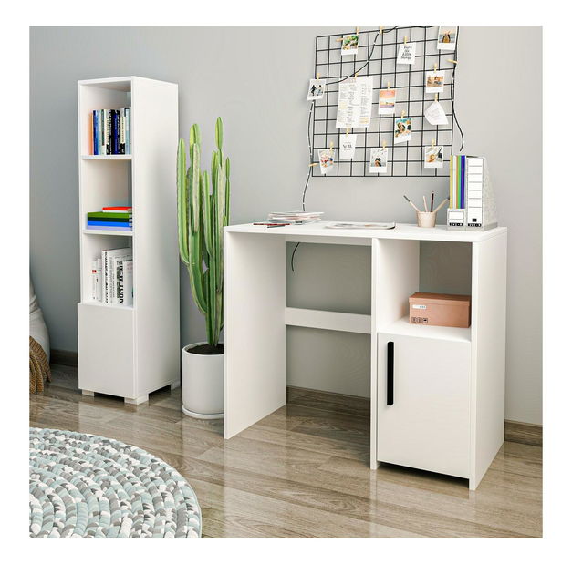 PC asztal regállal Kankan (fehér)