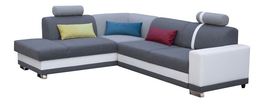 Rohová sedačka Veta (tmavosivá + svetlosivá + biela) (L)