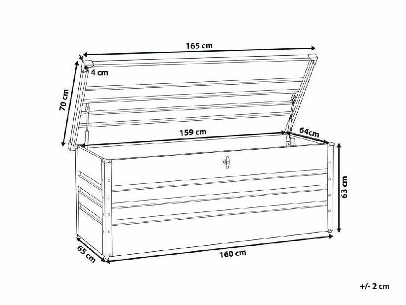 Úložný box 165x70 cm CEROSO (sivá)