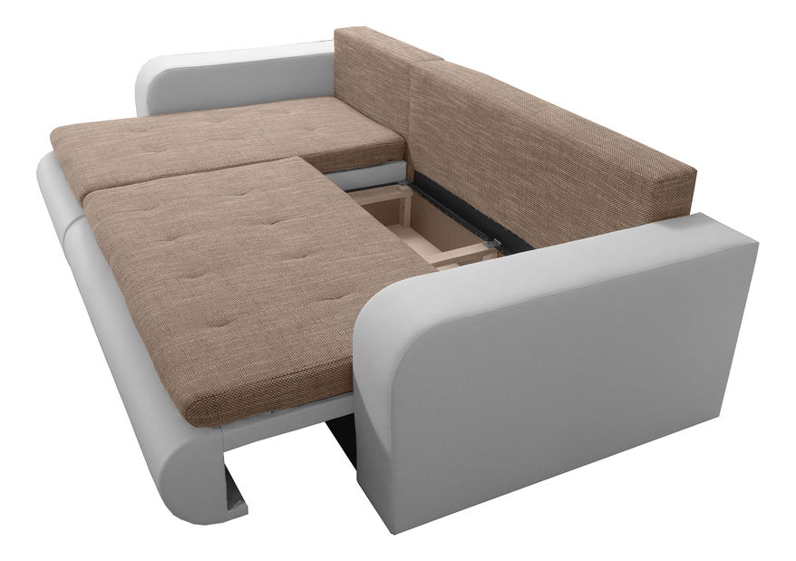 Kutna garnitura na razvlačenje Bistran (bijela + smeđa) (L) 