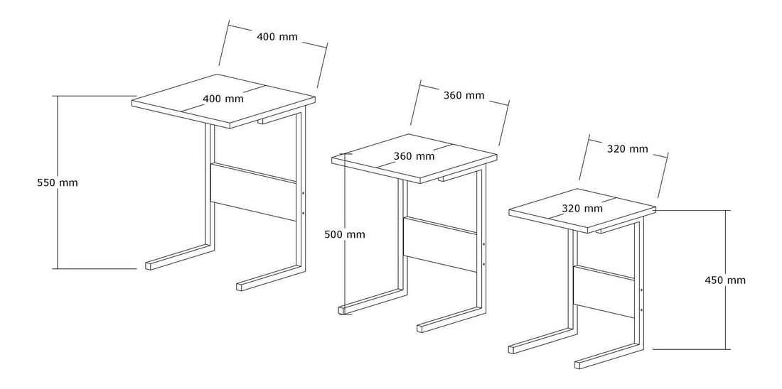 Dohányzóasztal szett (3 db.) Bameni (fekete + kristály)