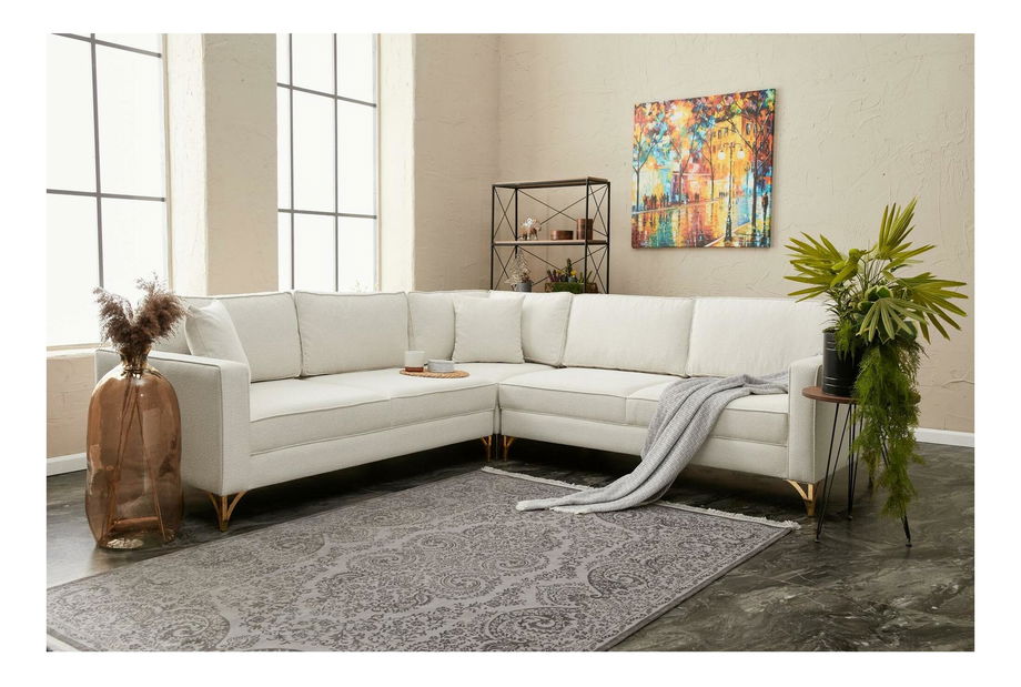 Rohová sedačka Berlunetta (krémová + zlatá)