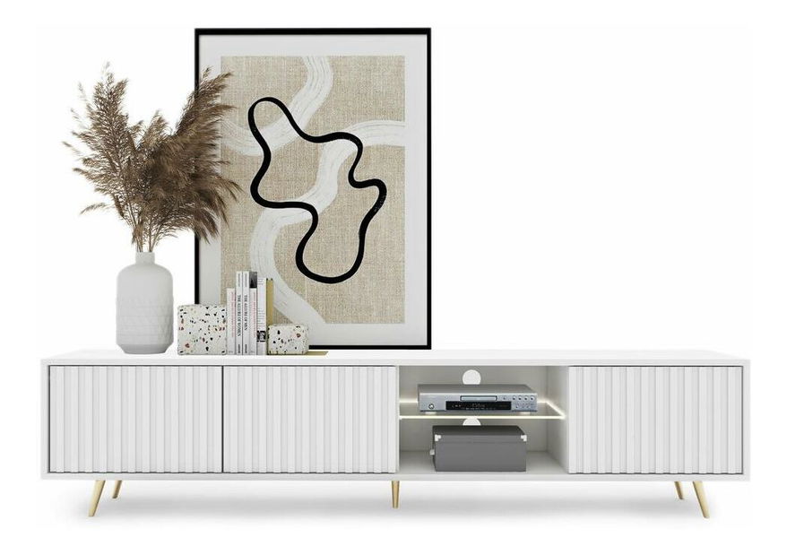 Tv szekrény/asztal Biel 175 (világítással) (fehér)