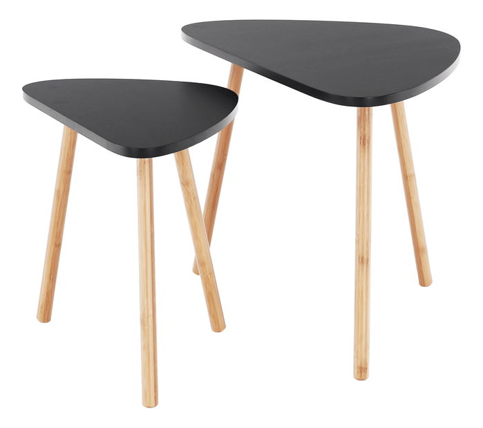 Dohányzóasztal szett (2 db.) Hidalgo (fekete + természetes bambusz) *kiárusítás