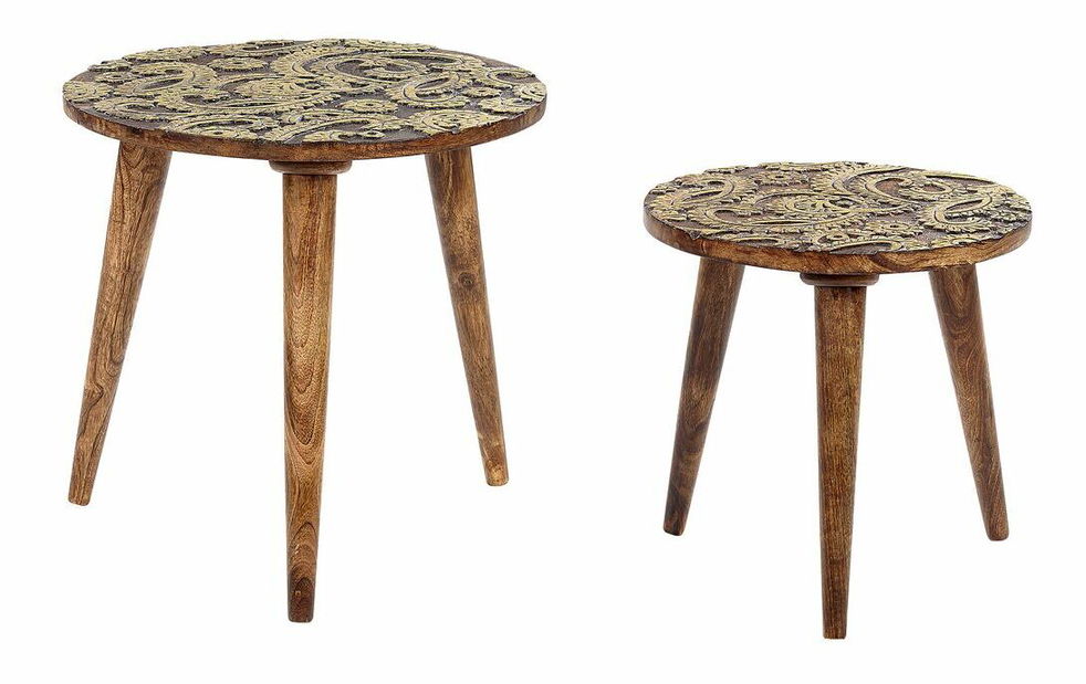 Set 2 buc măsuțe cafea Chaza (lemn închis)