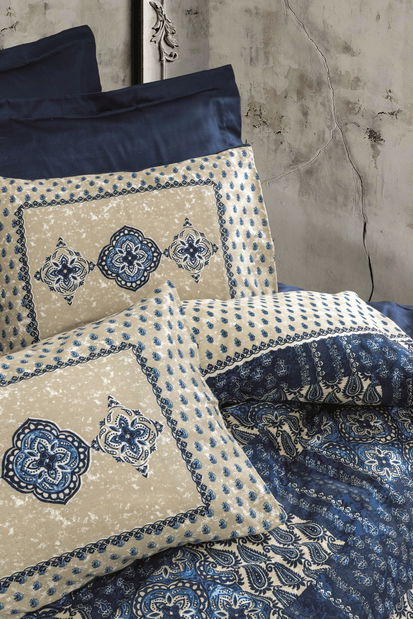 Súprava saténových obliečok 200 x 220 cm Stacy (tmavomodrá)