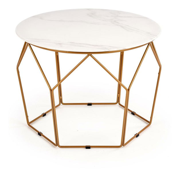 Stolić za kavu Kapten (bijeli mramor + zlatna)