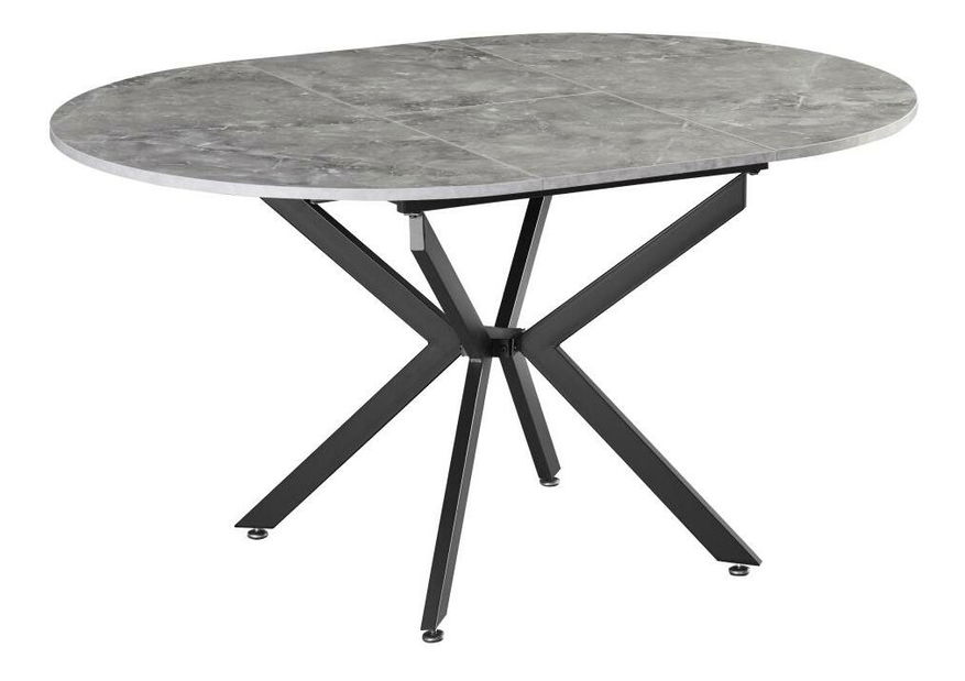 Masă de sufragerie extensibilă Amero (beton + negru) (pentru 4-6 persoane)