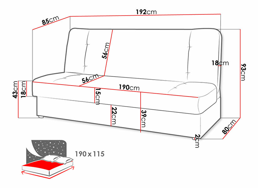 Háromszemélyes kanapé Limanda (fekete) *kiárusítás