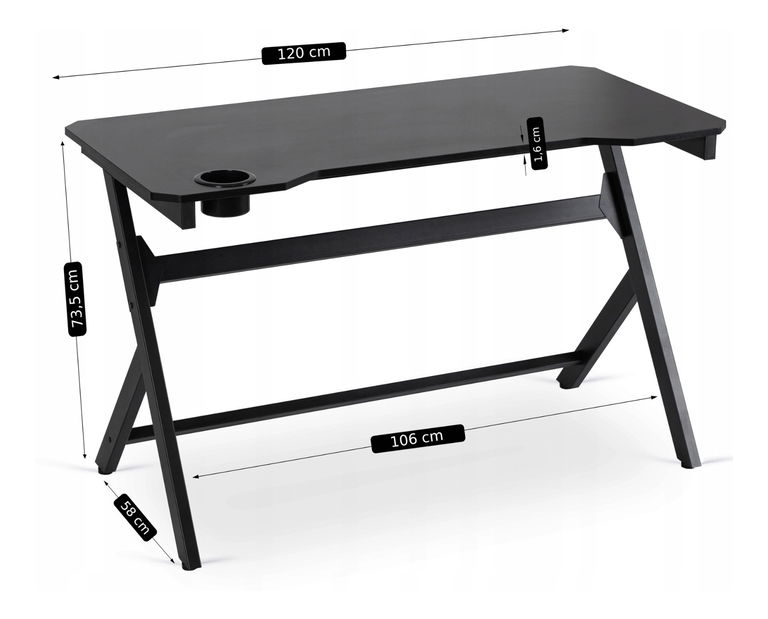 Herný pc stôl Banga (čierna) 