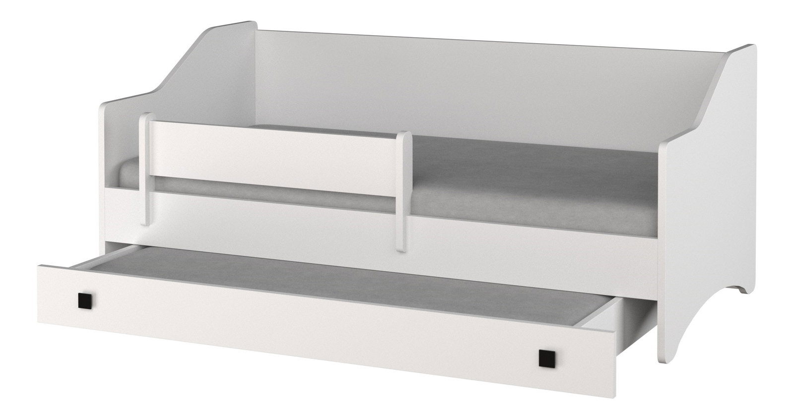 Pat pentru copii, extensibil160x80 cm Naty II (cu somieră și saltea) (Alb + Gri)