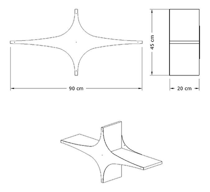 Polica Nupoma 1 (crna + bijela) 