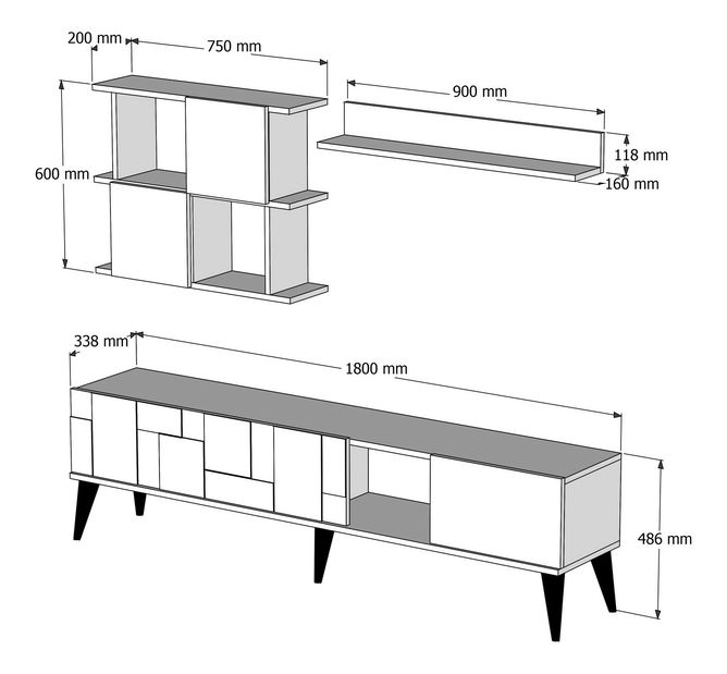 Mobilier living Madryt (Nuc + Antracit)