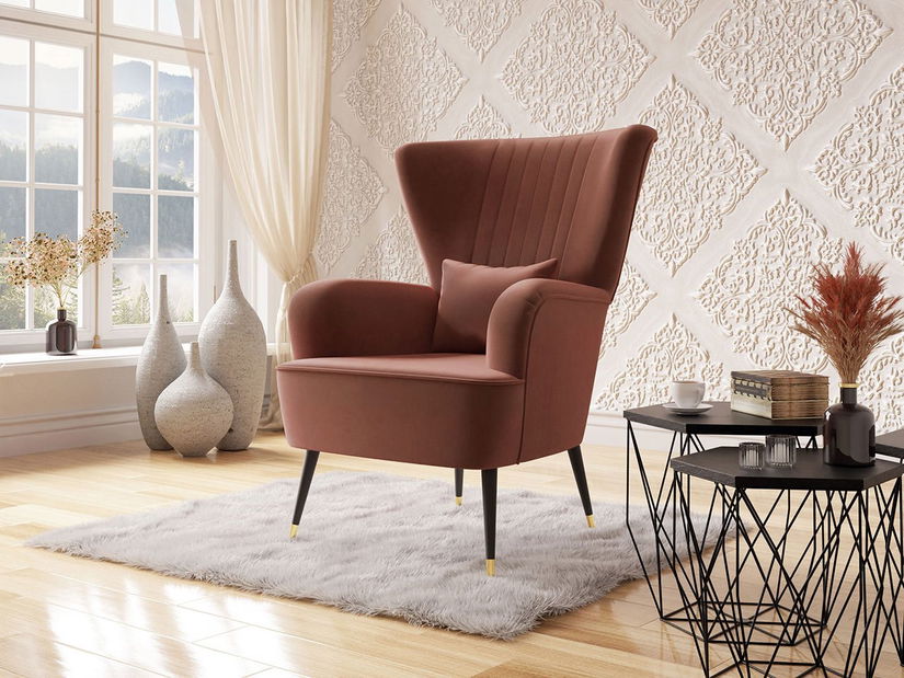 Fotel Perokas (terakota + fekete + arany) 