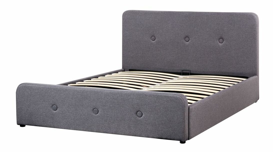 Franciaágy 160 cm Renza (sötétszürke) (ágyráccsal)