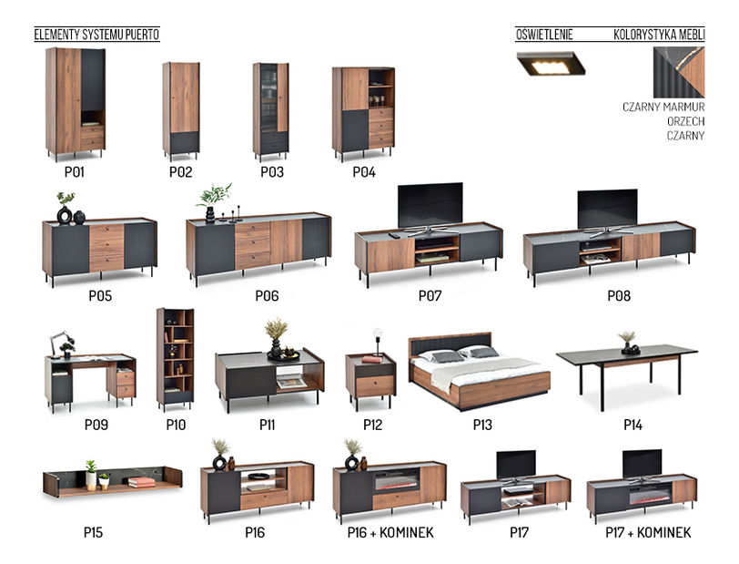 Mobilier birou Presuntos 2 (negru)