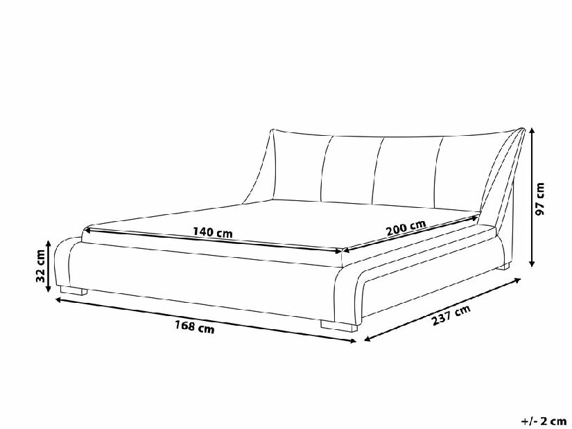 Manželská posteľ 140 cm NICE (s roštom a LED osvetlením) (biela)