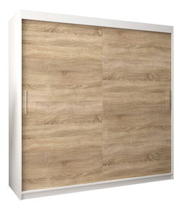 Dulap de haine 200 cm Toki (alb mat + stejar sonoma)