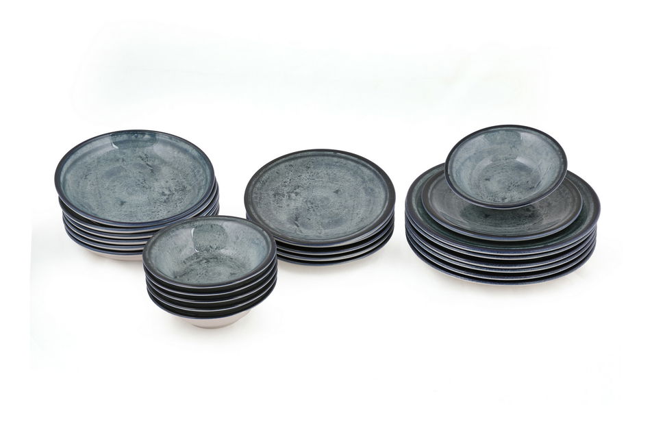 Jedálenská súprava (24 ks.) Bentley (tmavomodrá + tyrkysová)