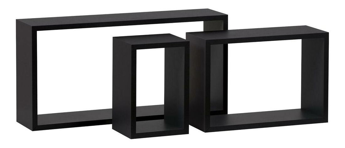 Set 3 rafturi de perete Pentiassa (negru mat)