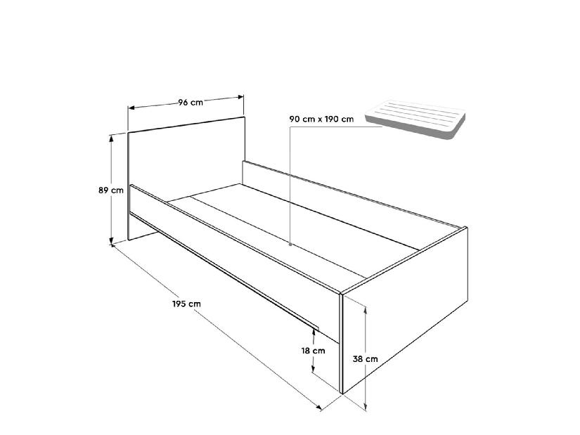 Jednolôžková posteľ 90 cm Vobima 1 (biela) (s roštom)