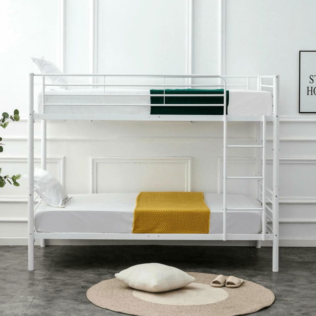 Pat pentru copii etajat 90 cm Riverside (alb) (cu somieră)