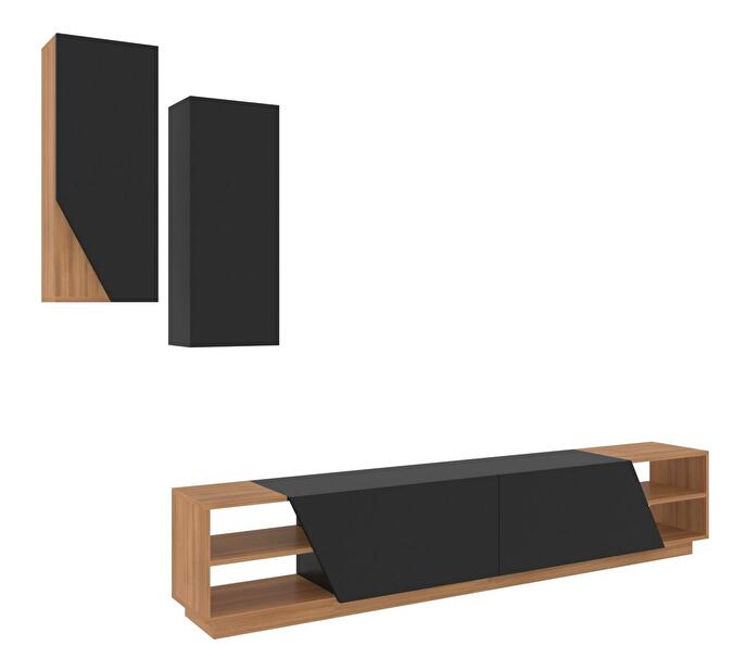 Mobilier living Ziva (Negru + teak) 