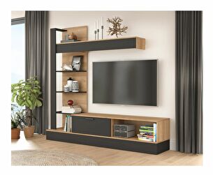 Mobilier living GELUHA (stejar riviera + negru)