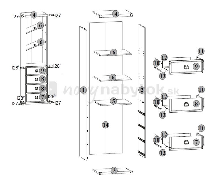 Regál BRW INDIANA JREG 4SO/50 (Borovica antická)
