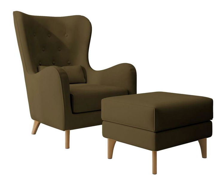 Fotoliu cu suport picioare Calimero II (măslin + fag)