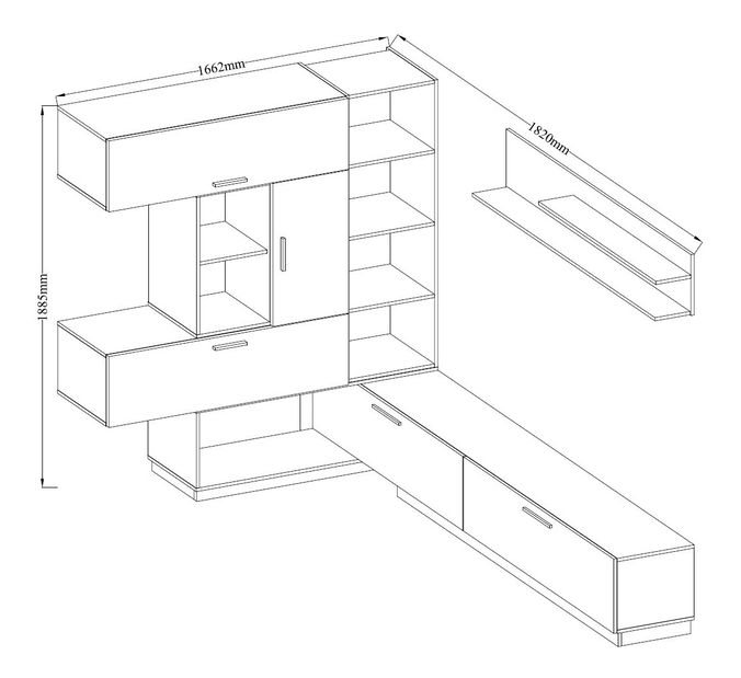 Set za dnevni boravak Viterbo (hrast lancelot + bijeli sjaj) *trgovina