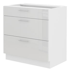 Dulap inferior de bucătărie Lavera 80 D 3S BB (Alb + Alb lucios)