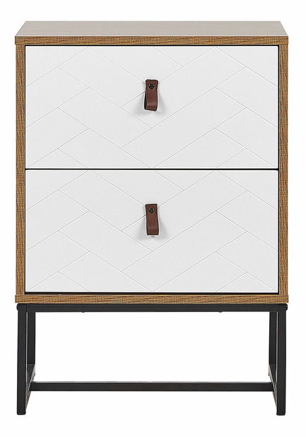 Noptieră NAVVEA (lemn deschis + alb)