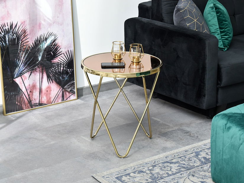 Konferenčný stolík Armin S (zlatá + hnedá)