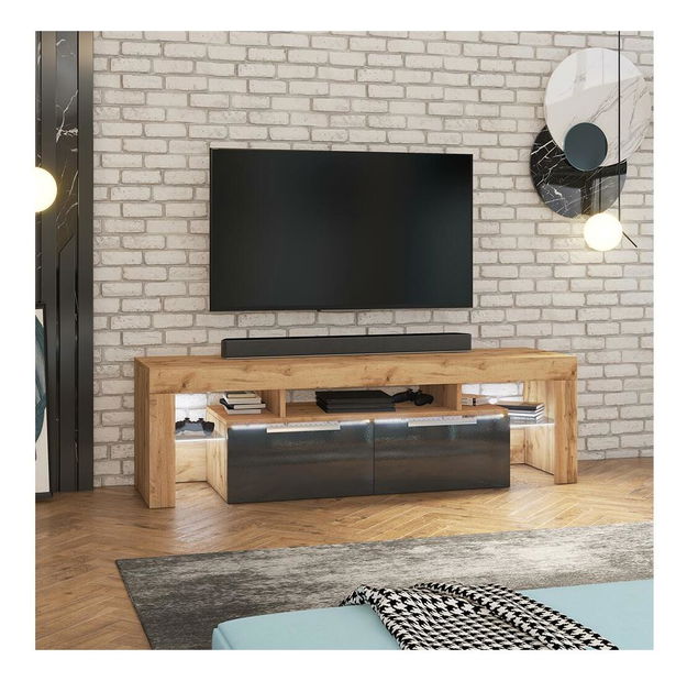 TV ormarić/stolić Vulcano (hrast lancaster + crna)