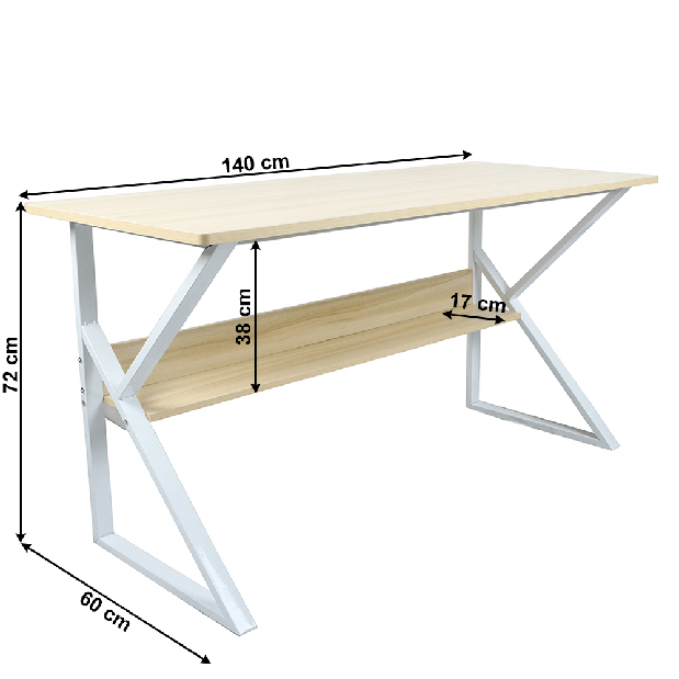 Masă de scris Torcor 140 (stejar natural + alb) *vânzare stoc