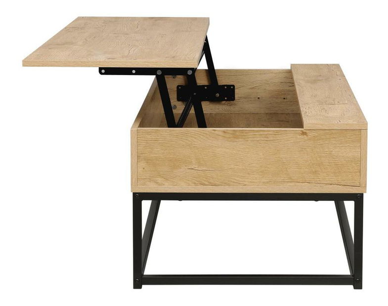 Masă de cafea Lendemain (stejar + negru) (cu sp. depozitare)