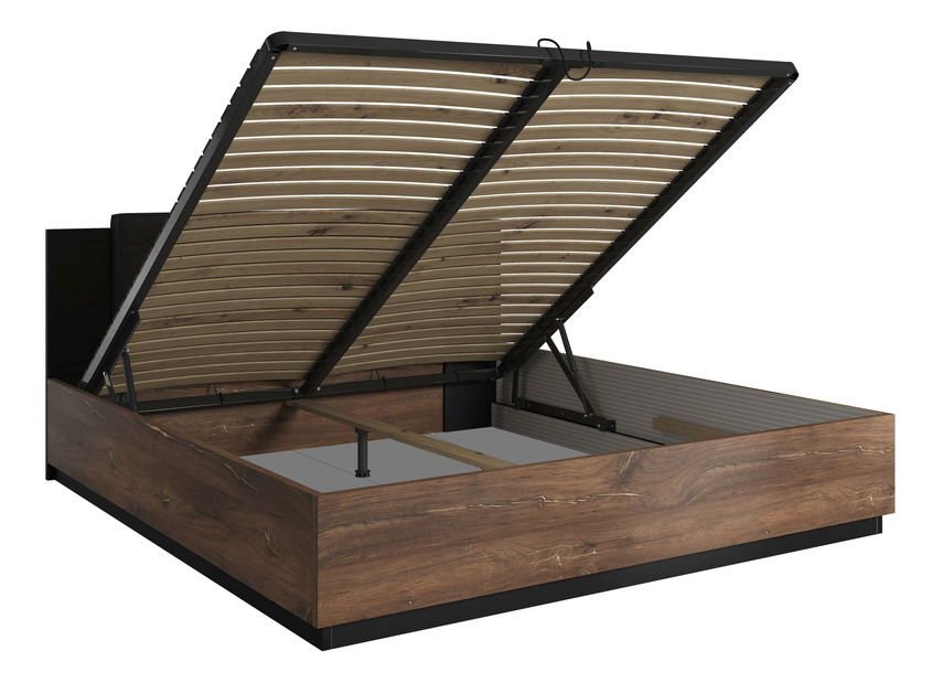 Bračni krevet 160 cm Signat Typ 31 (crna + hrast flagstaff + bakrena nit)