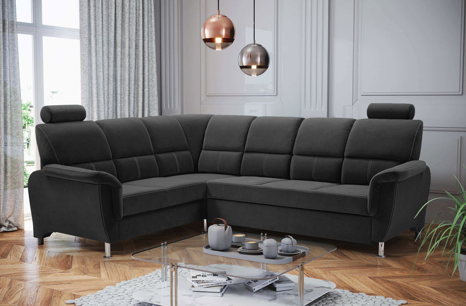 Sarokkanapé Dina (fekete) (B)