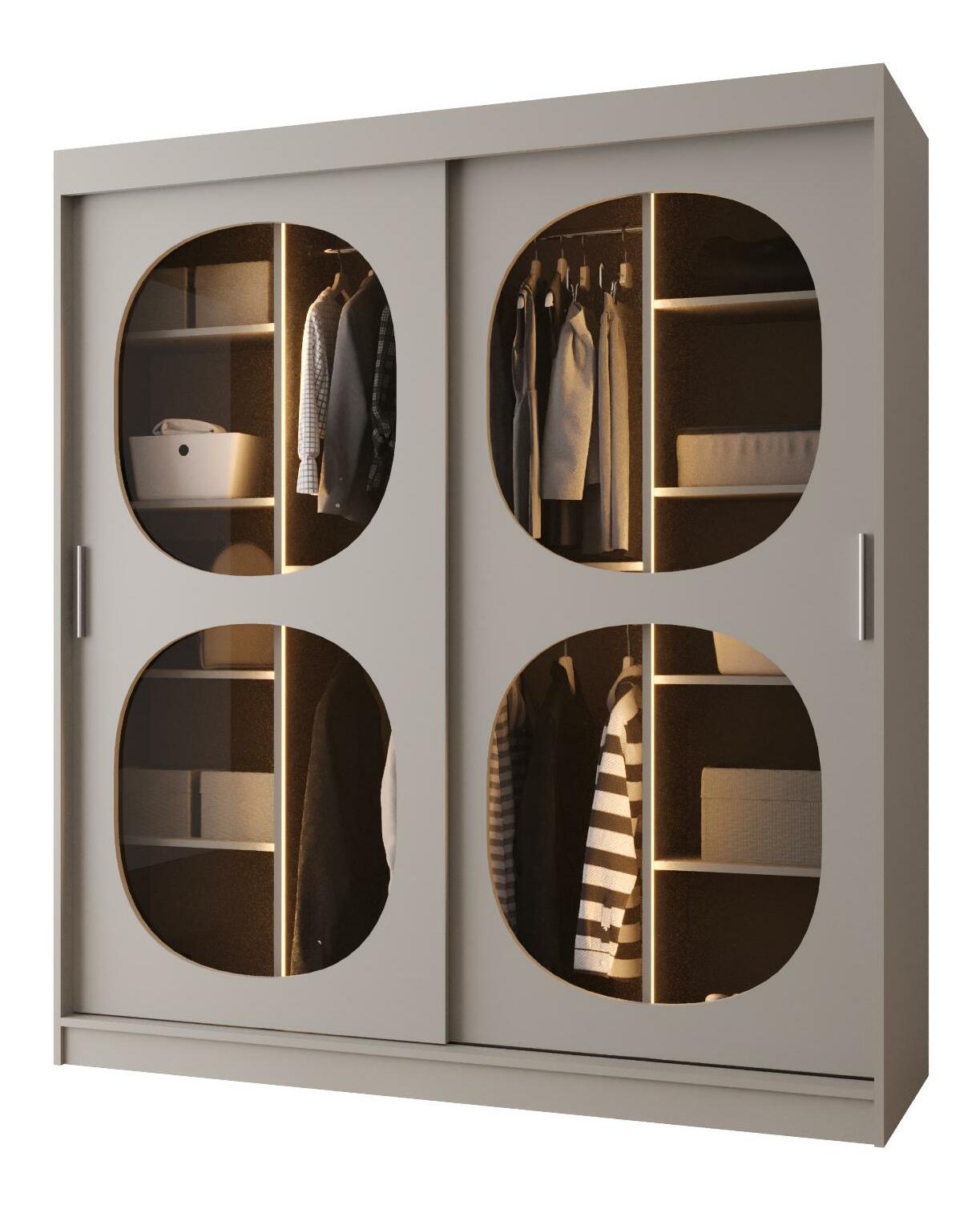 Šatníková skriňa 180 cm Boomer 2 (kašmír) (s osvetlením)